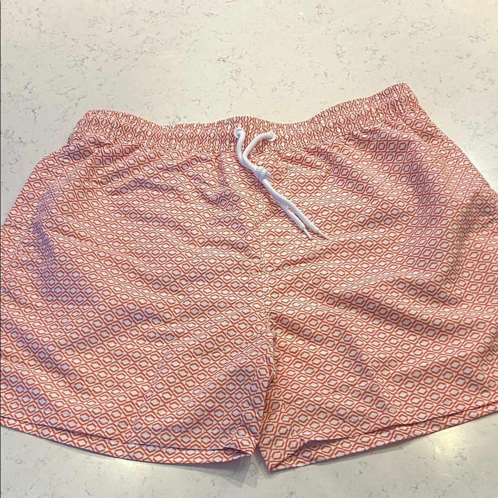 Pink Geometric Patterned Swim Shorts Men’s XL